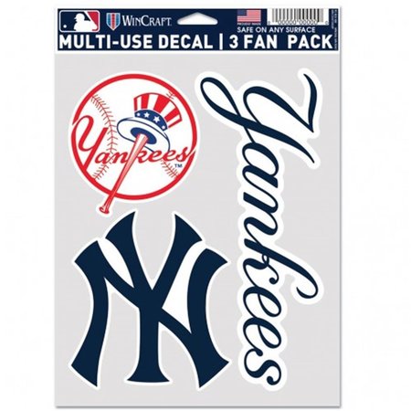 WINCRAFT Wincraft 9416606940 MLB New York Yankees Decal Multi Use Fan - Pack of 3 9416606940